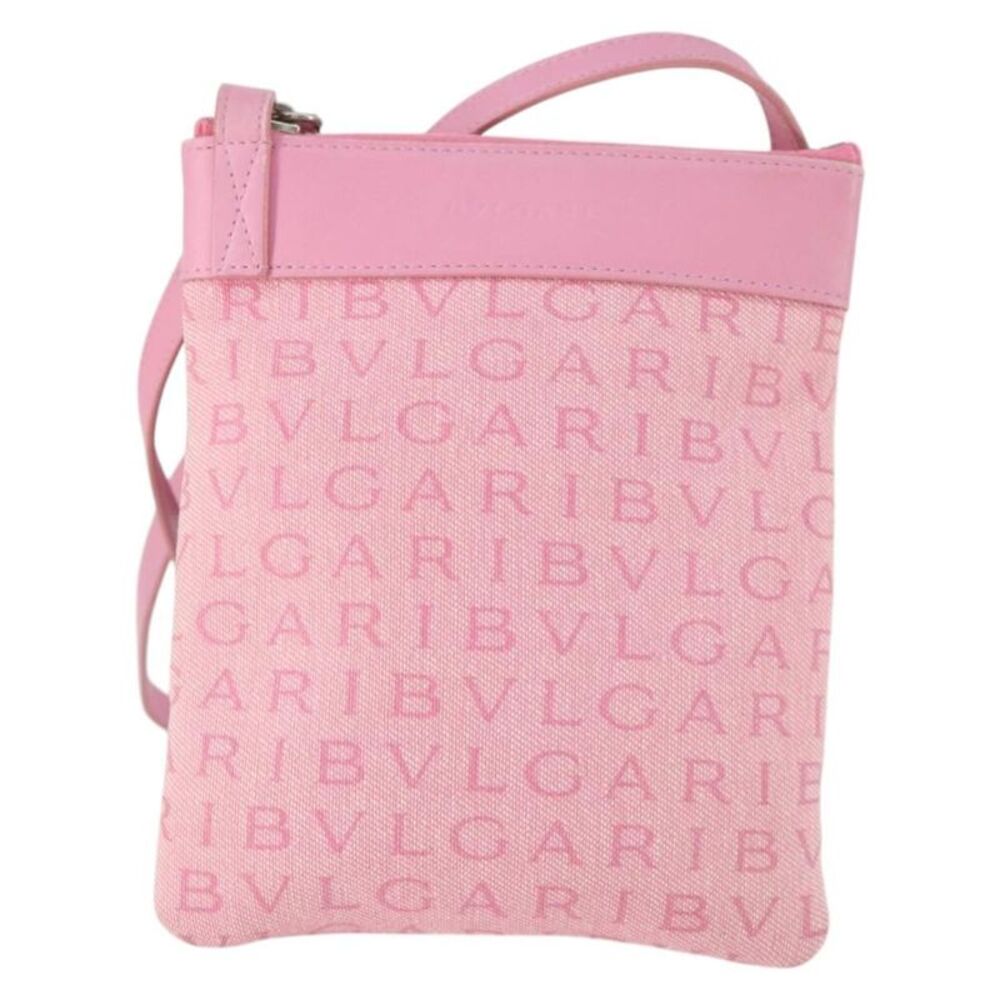 Bvlgari Logomania Canvas With Leather Pink Canvas Shoulder Bag Bag